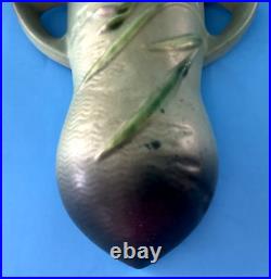 (2) Roseville Freesia Green 1945 Vintage Art Pottery Ceramic Wall Pockets 1296-8
