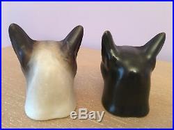(2) Royal Copenhagen Aluminia Faience Art Pottery Ceramic Cat Heads Jeanne Grut