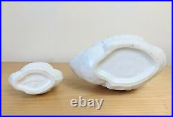 2 Vintage Dartmouth Pottery Devon White Swan Planters Medium & Small