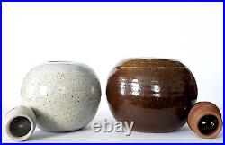 (2) Vintage MCM Fine Studio Art Ceramic Pottery Vessel Vase Signed California
