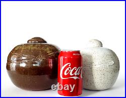 (2) Vintage MCM Fine Studio Art Ceramic Pottery Vessel Vase Signed California