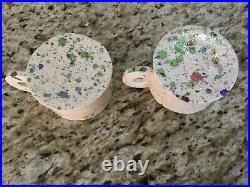 2 Vintage Peter Shire Echo Park Splatter Mugs Cups Pottery Ceramics Stamped