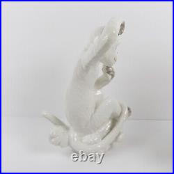 2 White Ceramic Monkey Figurines 10 Tall Art Pottery (b4)