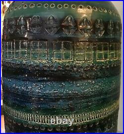 33+ cm Londi, Bitossi Rimini blue withgreen, Raymor label, lidded vase, canister
