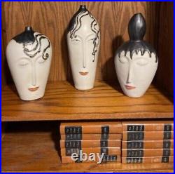 3 Ceramic Italian Mid Century Pottery Face Vases