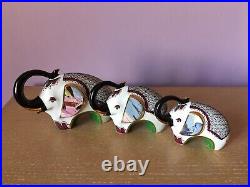 (3) Elephants Art Porcelain Studio Pottery Ceramic Figurines Sculptures Spain