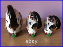 (3) Elephants Art Porcelain Studio Pottery Ceramic Figurines Sculptures Spain
