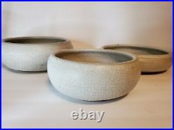 3 Vintage Max Braverman Bonsai Pottery Bowls/Vintage glaze crackle pottery Bowls
