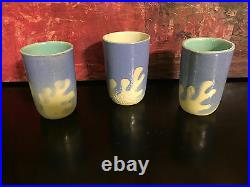 3 Virgil Cantini Modernist Studio Art Signed Pottery Tumblers Hand Made RARE