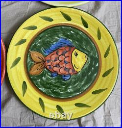 (4) Picasso Style Ceramic VTG Paco Padilla Art Pottery 12 Painted Fish Plates