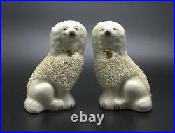 4 Vintage Antique Staffordshire Confetti Poodle Spaniel Dog Cat Mantle Figurines