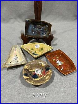 5PC Ron Korczynski Art Pottery Ceramic 3.5 Largest Size Small Trinket Dish EUC