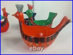 6 Mid Century Modern Italian Art Pottery Bird Figure Bowls Dishes Bitossi Era EX