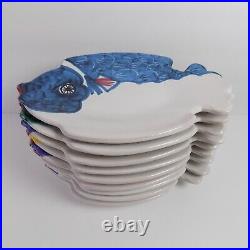 9 Giovanni Vietri Italian Fish Plates Italy Art Pottery Ceramic