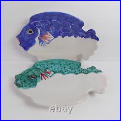 9 Giovanni Vietri Italian Fish Plates Italy Art Pottery Ceramic