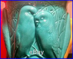 9 Robinson Ransbottom Roseville ohio pottery vtg parakeet love bird vase art