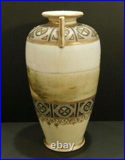 ANTIQUE NIPPON VASE URN Ceramic Porcelain HAND PAINTED MORIAGE GILT Art Nouveau