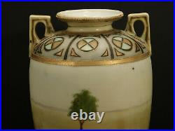 ANTIQUE NIPPON VASE URN Ceramic Porcelain HAND PAINTED MORIAGE GILT Art Nouveau