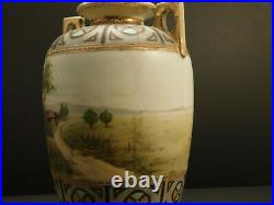 ANTIQUE NIPPON VASE URN Ceramic Porcelain HAND PAINTED MORIAGE GILT Art Nouveau