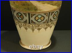 ANTIQUE NIPPON VASE URN Ceramic Porcelain HAND PAINTED MORIAGE GILT Art Nouveau