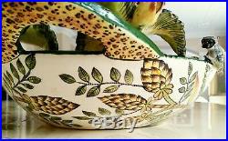 ARDMORE CERAMICS Leopards-Monkeys bowl, art pottery palissy majolica AFRICAN ART