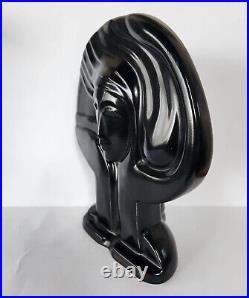 ART DECO, Harris Pottery, Black Ceramic Female Bust