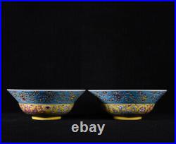 A Pair Fine Collectable Art Handmade colour enamels Porccelain Flowers Bowl