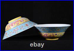 A Pair Fine Collectable Art Handmade colour enamels Porccelain Flowers Bowl