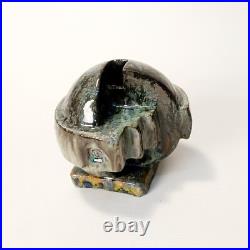 Abstract ceramic sculpture. Vase for dry leaves. Studio art pottery