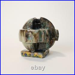 Abstract ceramic sculpture. Vase for dry leaves. Studio art pottery
