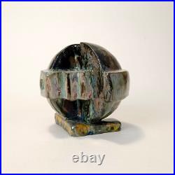 Abstract ceramic sculpture. Vase for dry leaves. Studio art pottery