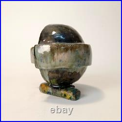 Abstract ceramic sculpture. Vase for dry leaves. Studio art pottery