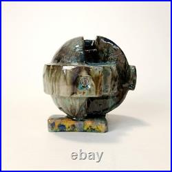 Abstract ceramic sculpture. Vase for dry leaves. Studio art pottery