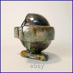 Abstract ceramic sculpture. Vase for dry leaves. Studio art pottery