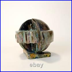 Abstract ceramic sculpture. Vase for dry leaves. Studio art pottery