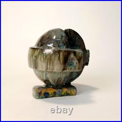 Abstract ceramic sculpture. Vase for dry leaves. Studio art pottery