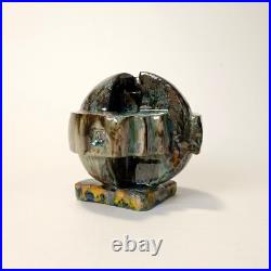 Abstract ceramic sculpture. Vase for dry leaves. Studio art pottery