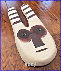 African Bobo Tribal Mask Pottery Ceramic Wall Art Home Decor Dance Signed MS