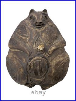 Al Davis Signed Art Pottery Ceramic Wombat / Bear Oil Lantern Provincetown, MA