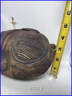 Al Davis Signed Art Pottery Ceramic Wombat / Bear Oil Lantern Provincetown, MA