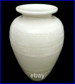 Aldo Londi Bitossi Italy Lg White Bulbous Stamped Satin Glazed Terracotta Vase