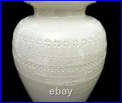 Aldo Londi Bitossi Italy Lg White Bulbous Stamped Satin Glazed Terracotta Vase