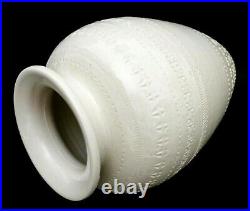 Aldo Londi Bitossi Italy Lg White Bulbous Stamped Satin Glazed Terracotta Vase