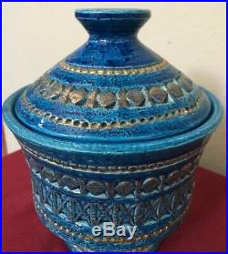 Aldo Londi Bitossi Italy Rimini Blue/Green Ceramic Lidded Art Vessel Jar 1970s