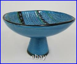 Aldo Londi Bitossi Pedestal Bowl Rimini Blue Mid-Century Modern Italy Vintage