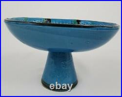 Aldo Londi Bitossi Pedestal Bowl Rimini Blue Mid-Century Modern Italy Vintage