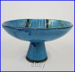 Aldo Londi Bitossi Pedestal Bowl Rimini Blue Mid-Century Modern Italy Vintage