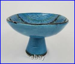 Aldo Londi Bitossi Pedestal Bowl Rimini Blue Mid-Century Modern Italy Vintage