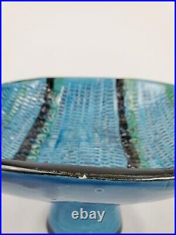 Aldo Londi Bitossi Pedestal Bowl Rimini Blue Mid-Century Modern Italy Vintage