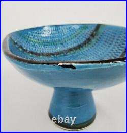 Aldo Londi Bitossi Pedestal Bowl Rimini Blue Mid-Century Modern Italy Vintage